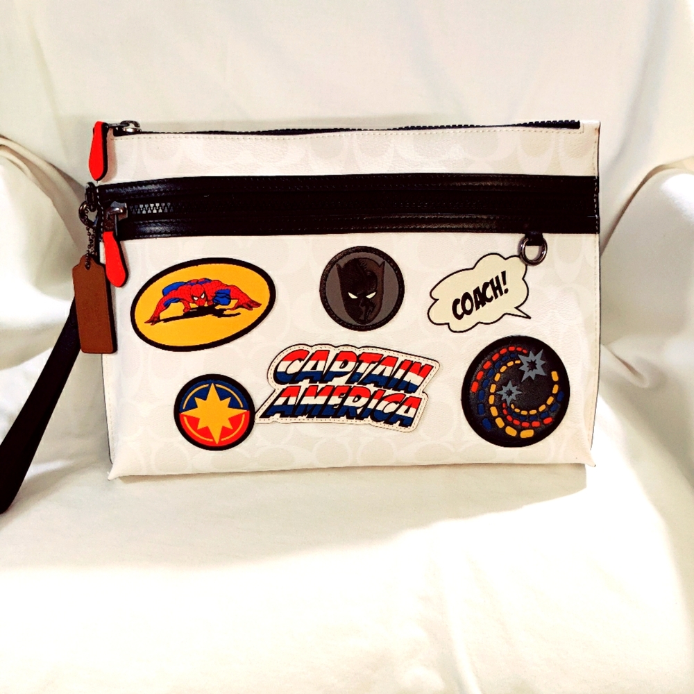 NWT COACH 1829 Marvel Signature Patches LG Pouch